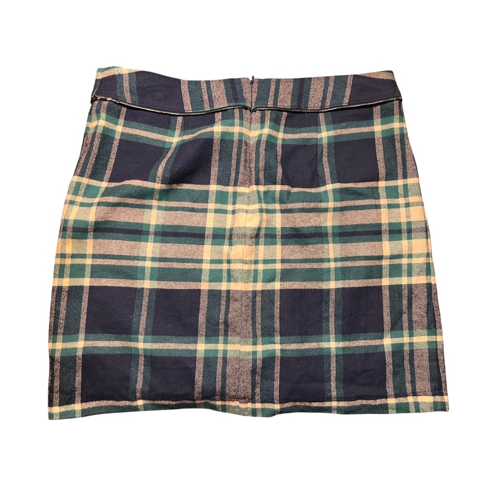 Tommy Hilfiger Plaid Skirt A-Line Pockets Career Casual Green Blue Size 10 FLAW - Picture 3 of 8